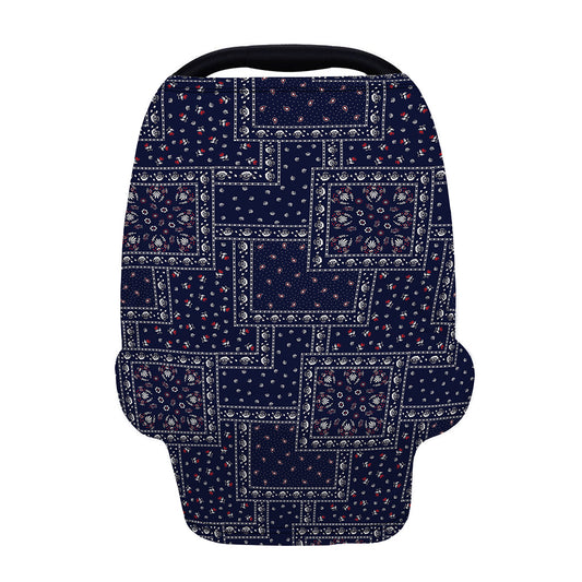 Blue Floral Patchwork Pattern Print Baby Seat Cover