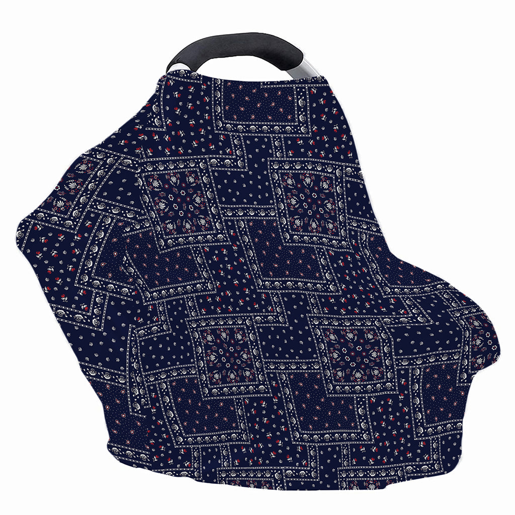 Blue Floral Patchwork Pattern Print Baby Seat Cover