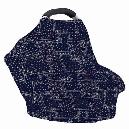Blue Floral Patchwork Pattern Print Baby Seat Cover