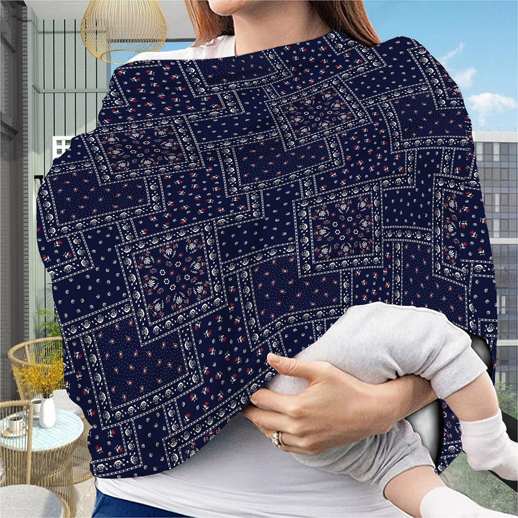 Blue Floral Patchwork Pattern Print Baby Seat Cover