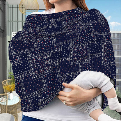 Blue Floral Patchwork Pattern Print Baby Seat Cover