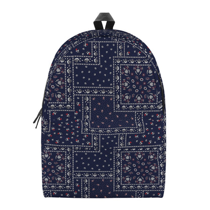 Blue Floral Patchwork Pattern Print Backpack