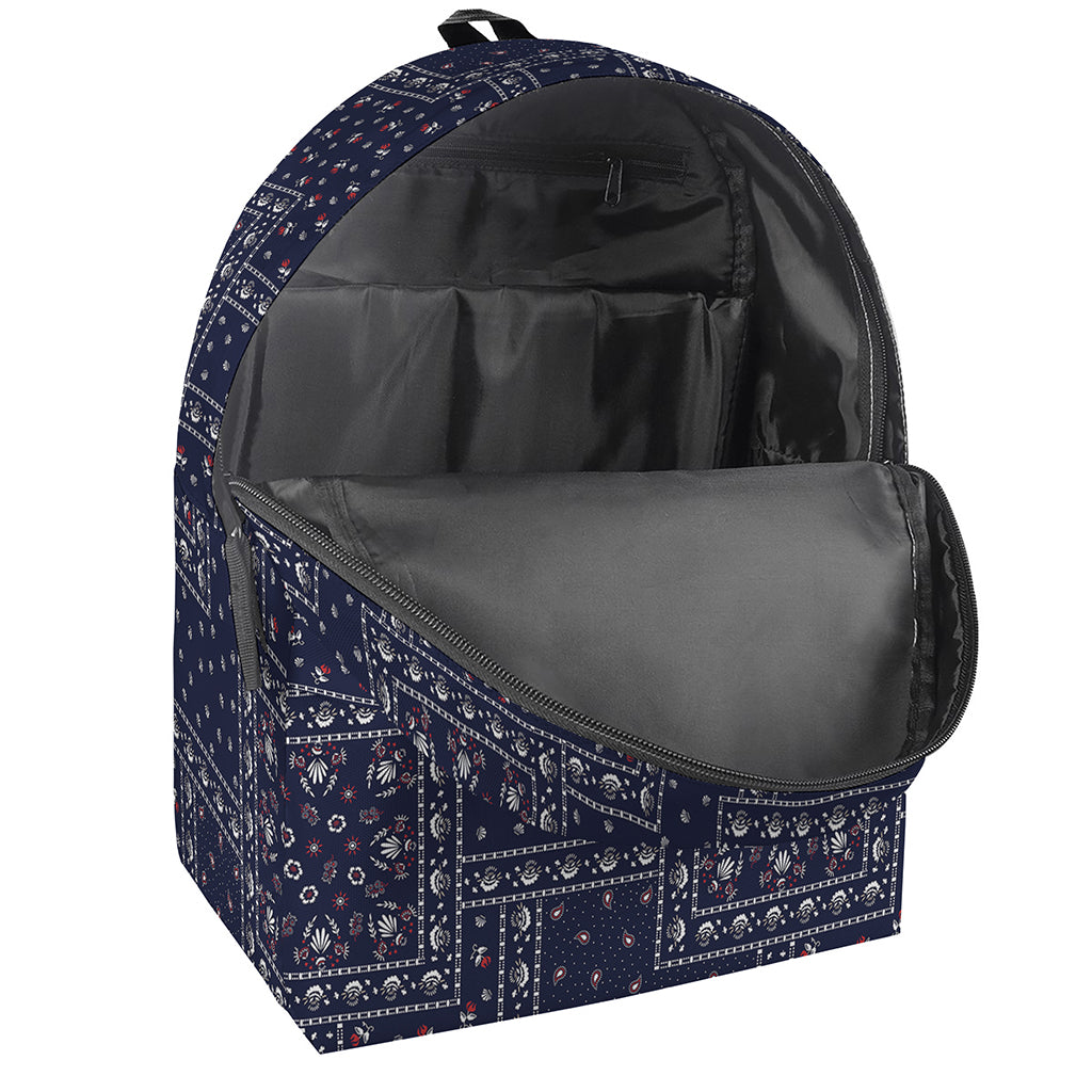 Blue Floral Patchwork Pattern Print Backpack