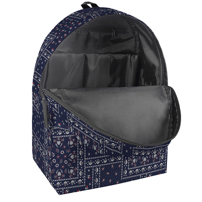 Blue Floral Patchwork Pattern Print Backpack