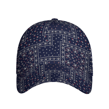 Blue Floral Patchwork Pattern Print Baseball Cap