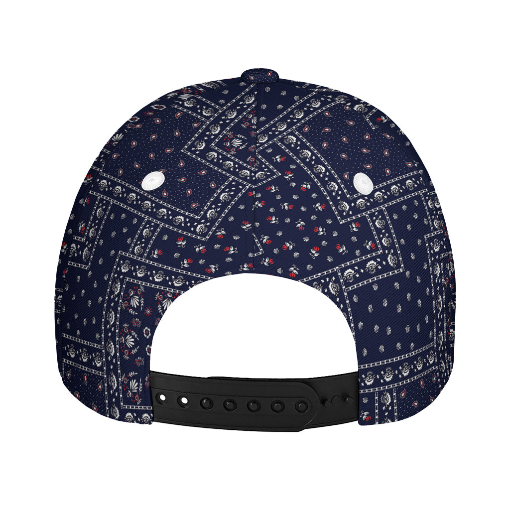 Blue Floral Patchwork Pattern Print Baseball Cap