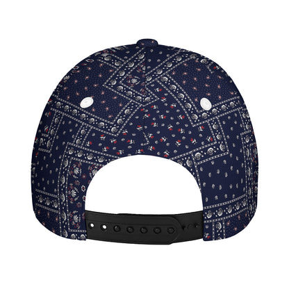 Blue Floral Patchwork Pattern Print Baseball Cap