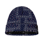 Blue Floral Patchwork Pattern Print Beanie