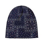 Blue Floral Patchwork Pattern Print Beanie