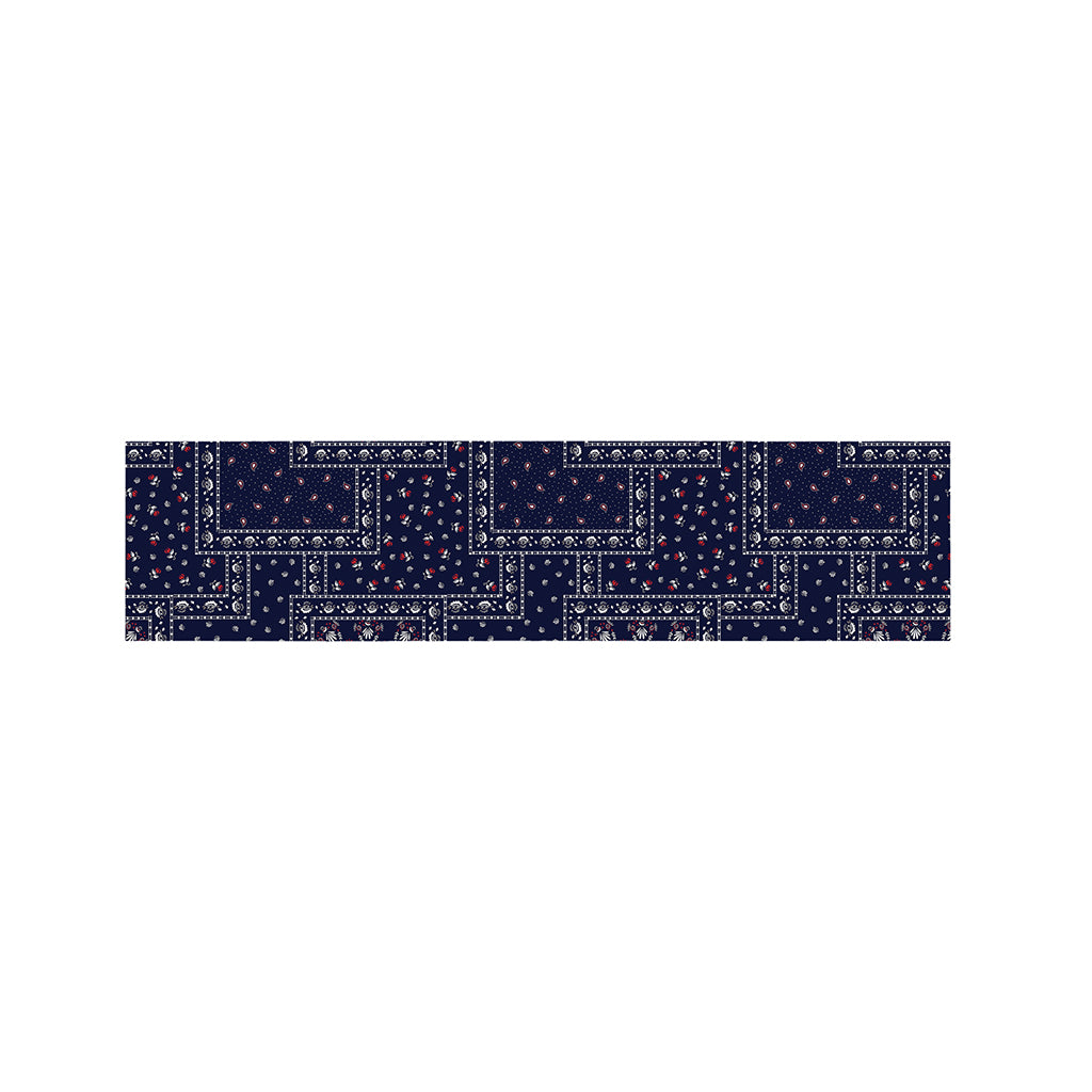 Blue Floral Patchwork Pattern Print Bed Runner