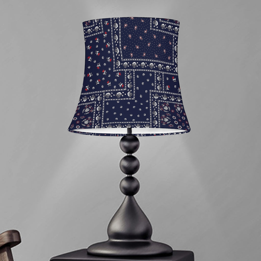 Blue Floral Patchwork Pattern Print Bell Lamp Shade