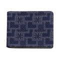 Blue Floral Patchwork Pattern Print Bifold Wallet