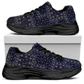 Blue Floral Patchwork Pattern Print Black Chunky Shoes