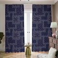 Blue Floral Patchwork Pattern Print Dimout Pencil Pleat Curtains