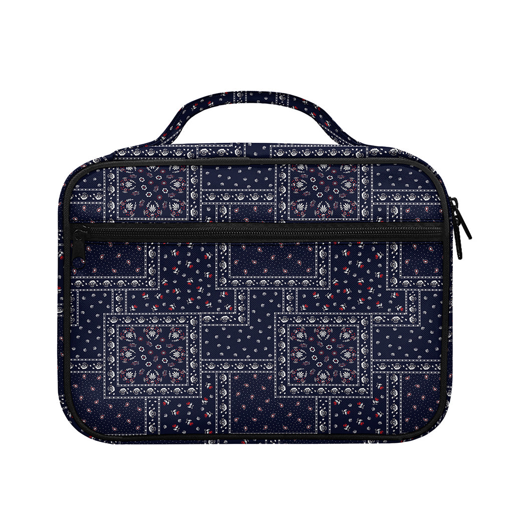 Blue Floral Patchwork Pattern Print Briefcase Bible Bag