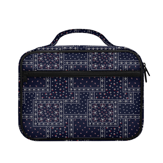 Blue Floral Patchwork Pattern Print Briefcase Bible Bag
