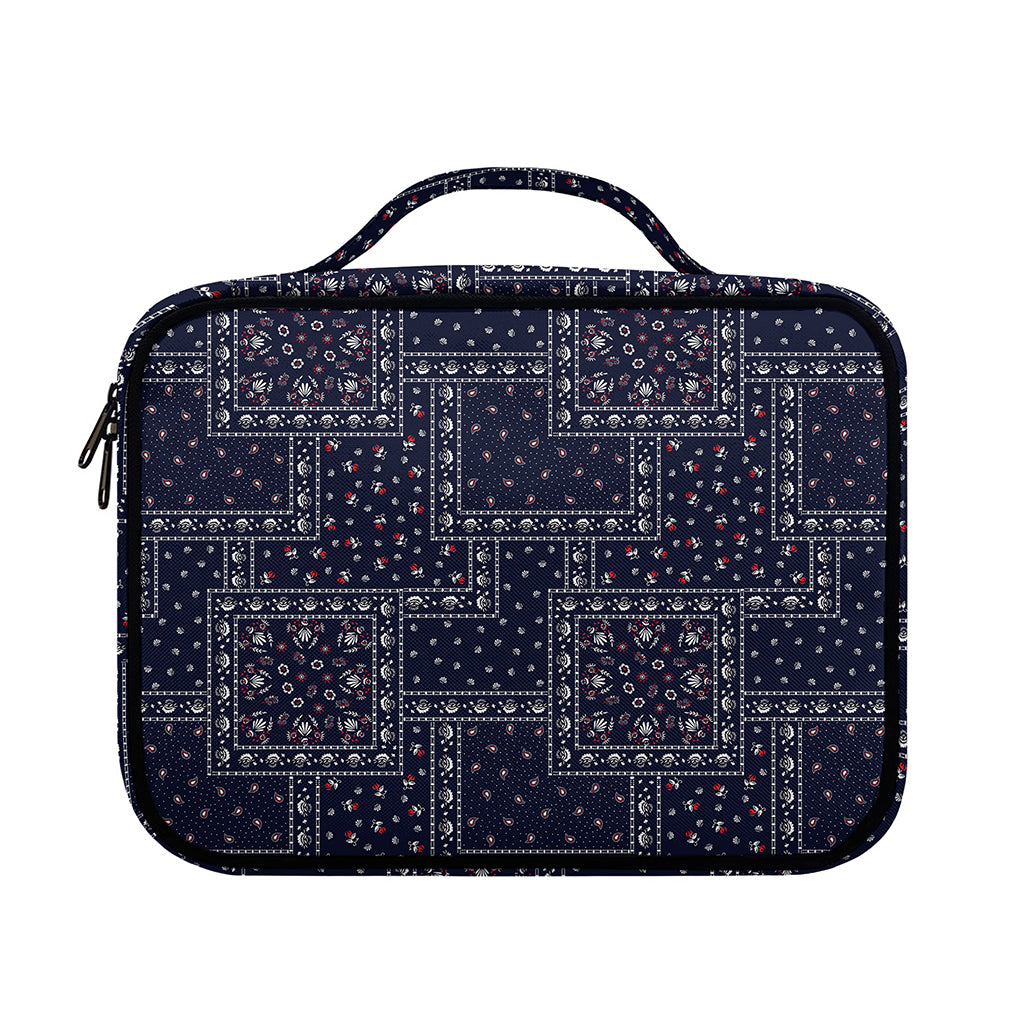 Blue Floral Patchwork Pattern Print Briefcase Bible Bag
