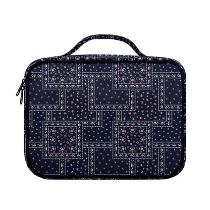 Blue Floral Patchwork Pattern Print Briefcase Bible Bag