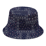 Blue Floral Patchwork Pattern Print Bucket Hat