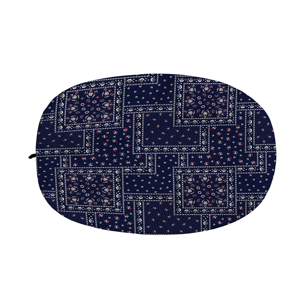 Blue Floral Patchwork Pattern Print Car Side Mirror Covers