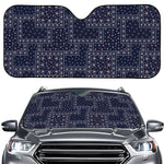 Blue Floral Patchwork Pattern Print Car Windshield Sun Shade