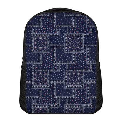 Blue Floral Patchwork Pattern Print Casual Backpack