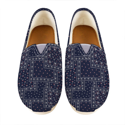 Blue Floral Patchwork Pattern Print Casual Shoes