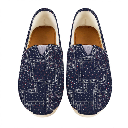 Blue Floral Patchwork Pattern Print Casual Shoes