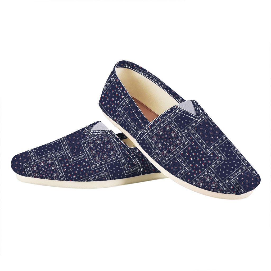 Blue Floral Patchwork Pattern Print Casual Shoes