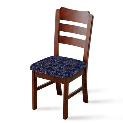 Blue Floral Patchwork Pattern Print Chair Cushion Cover