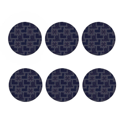 Blue Floral Patchwork Pattern Print Coaster Set