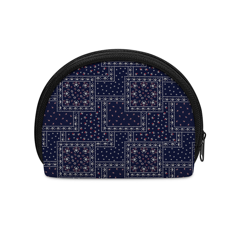 Blue Floral Patchwork Pattern Print Coin Purse