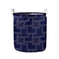Blue Floral Patchwork Pattern Print Collapsible Laundry Basket