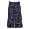 Blue Floral Patchwork Pattern Print Cotton Front Slit Maxi Skirt