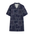 Blue Floral Patchwork Pattern Print Cotton Hawaiian Shirt