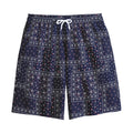 Blue Floral Patchwork Pattern Print Cotton Shorts