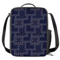 Blue Floral Patchwork Pattern Print Crossbody Lunch Bag