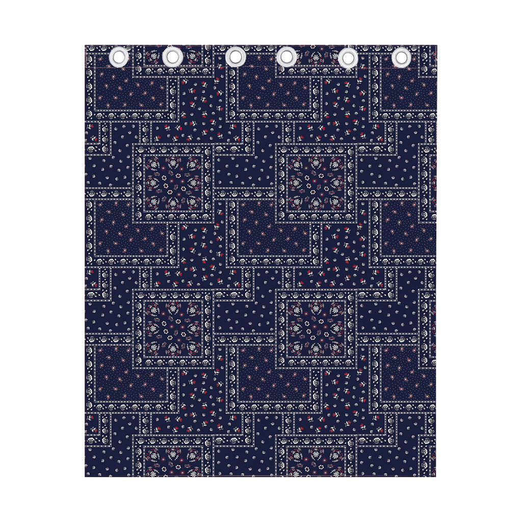 Blue Floral Patchwork Pattern Print Curtain