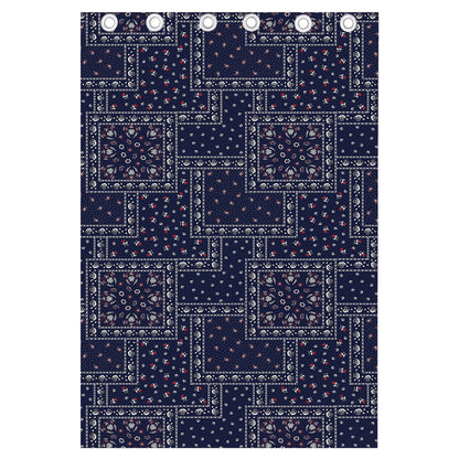 Blue Floral Patchwork Pattern Print Curtain
