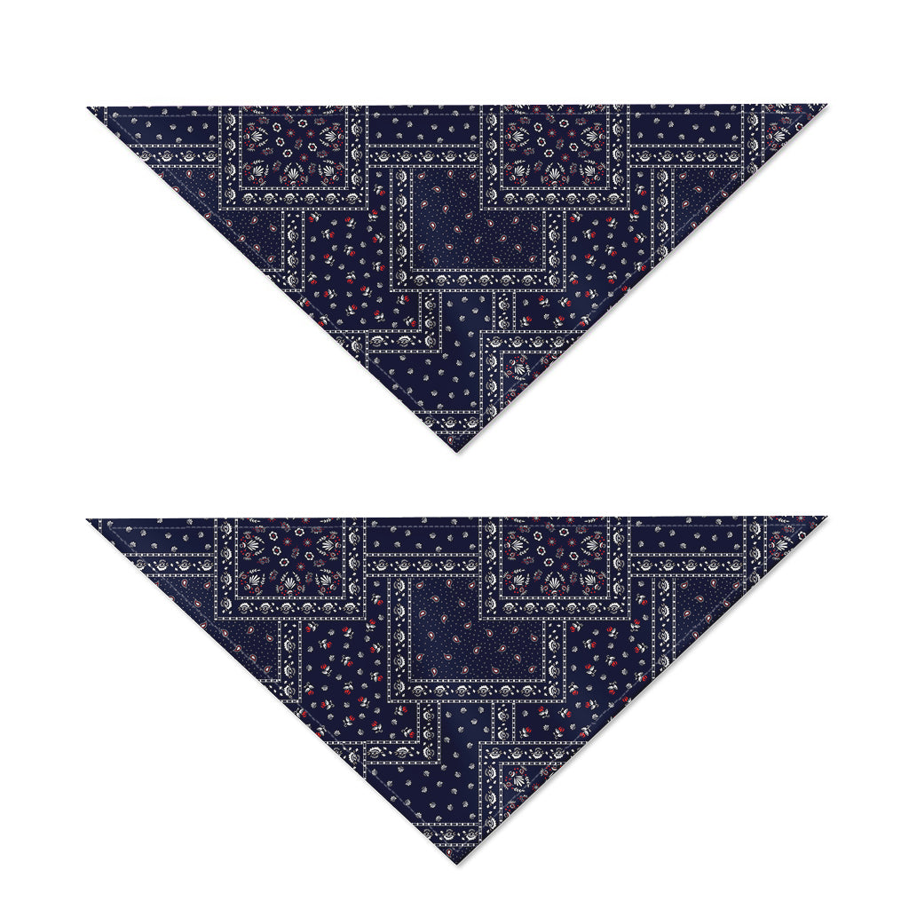 Blue Floral Patchwork Pattern Print Dog Bandana
