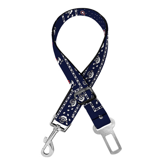 Blue Floral Patchwork Pattern Print Dog Seat Belt