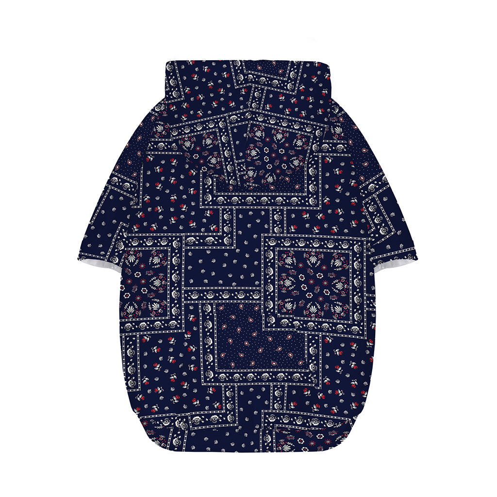 Blue Floral Patchwork Pattern Print Dog Zip Up Hoodie