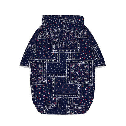 Blue Floral Patchwork Pattern Print Dog Zip Up Hoodie