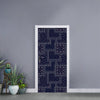 Blue Floral Patchwork Pattern Print Door Sticker