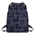 Blue Floral Patchwork Pattern Print Drawstring Backpack
