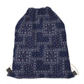 Blue Floral Patchwork Pattern Print Drawstring Bag