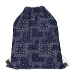 Blue Floral Patchwork Pattern Print Drawstring Bag