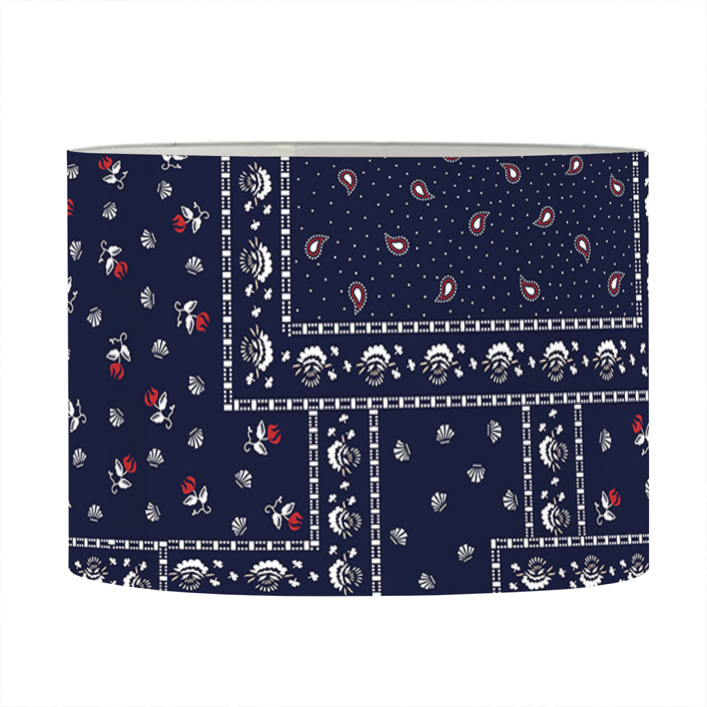 Blue Floral Patchwork Pattern Print Drum Lamp Shade