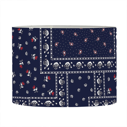 Blue Floral Patchwork Pattern Print Drum Lamp Shade