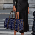 Blue Floral Patchwork Pattern Print Duffle Bag